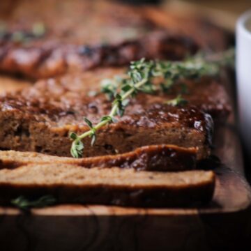 close up of vegan steak.