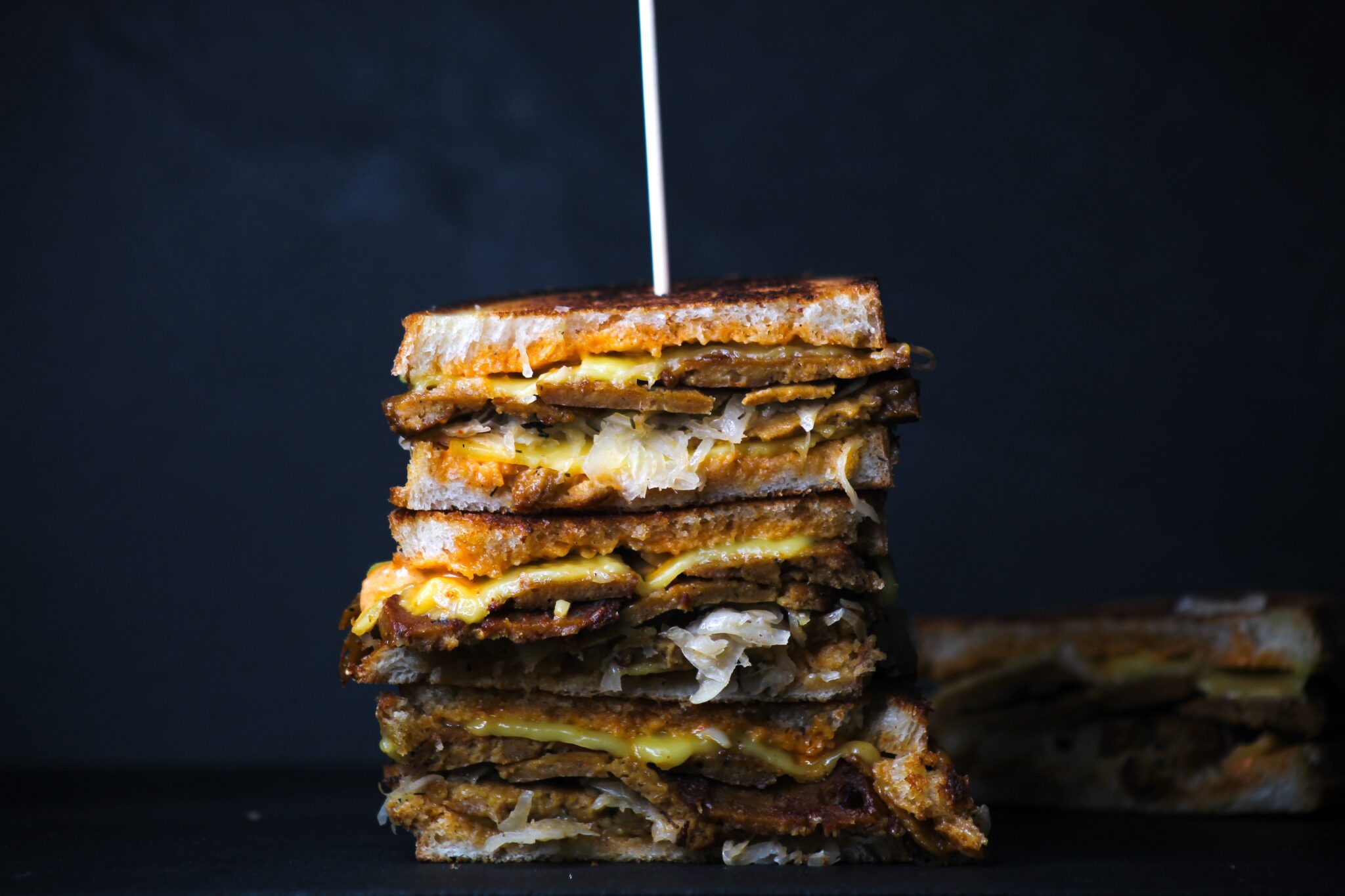 stacked sandwiches.