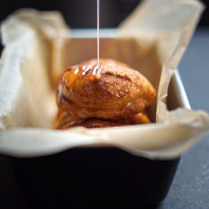 Bao bun with caramel drizzle