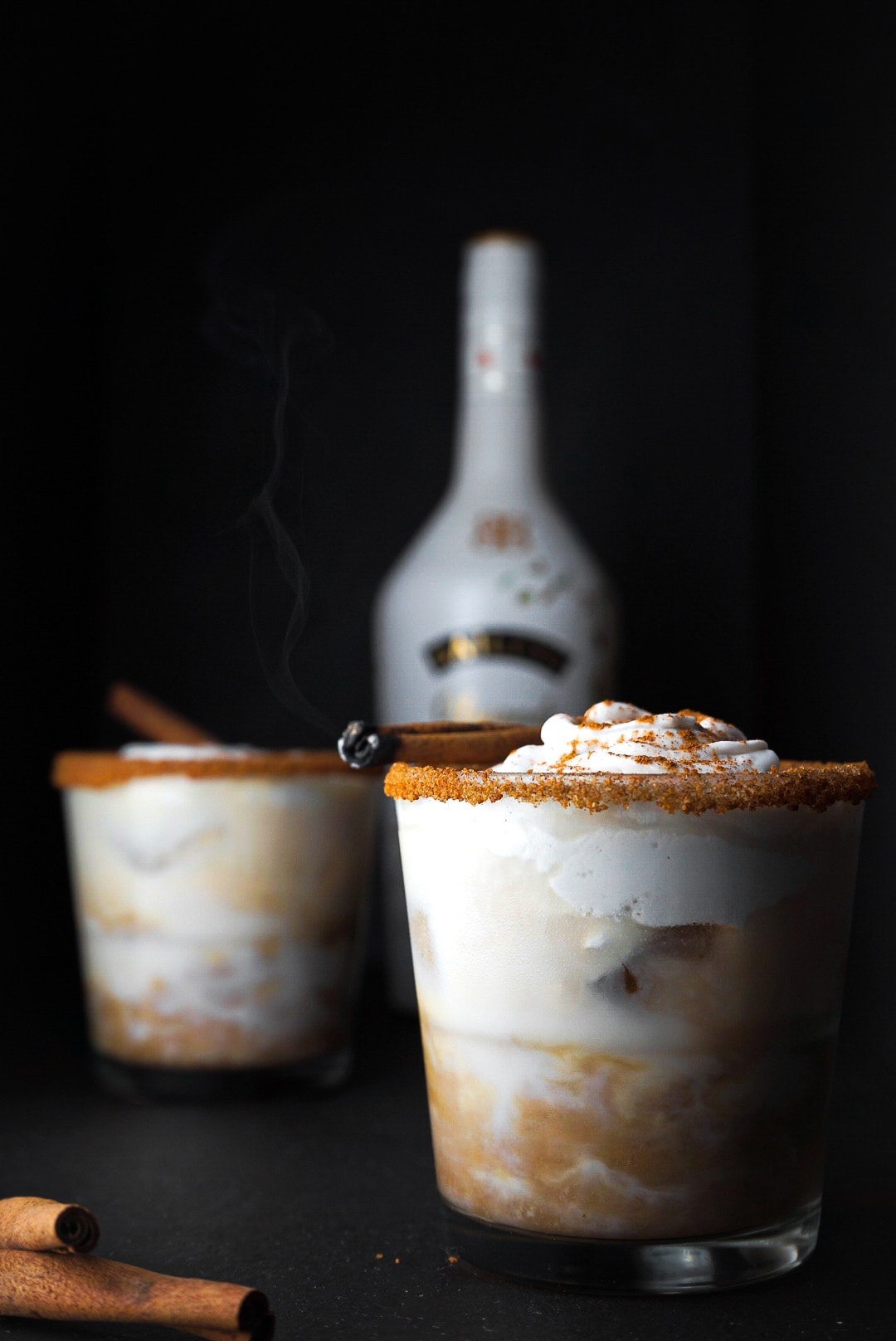 Spiked chai latte with coconut whipped cream.