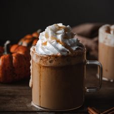 caramel pumpkin spice latte with coconut whip.