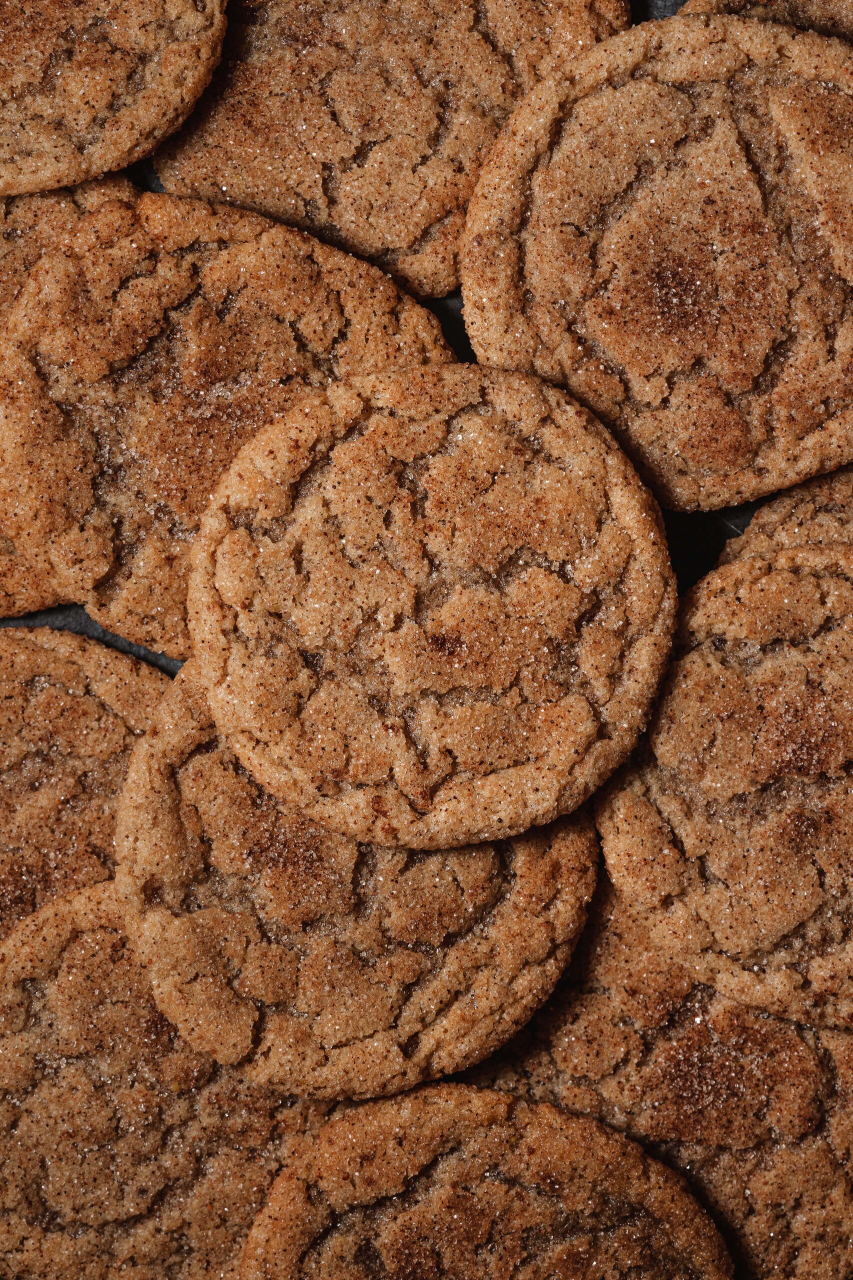 Close up of the texture of the snickerdoodle cookies.