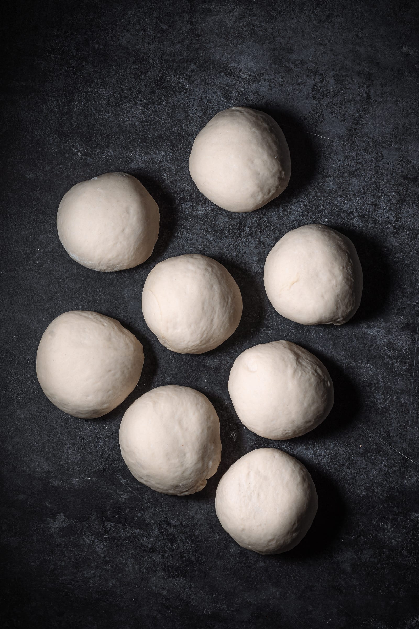 fluffy dough balls after rising.