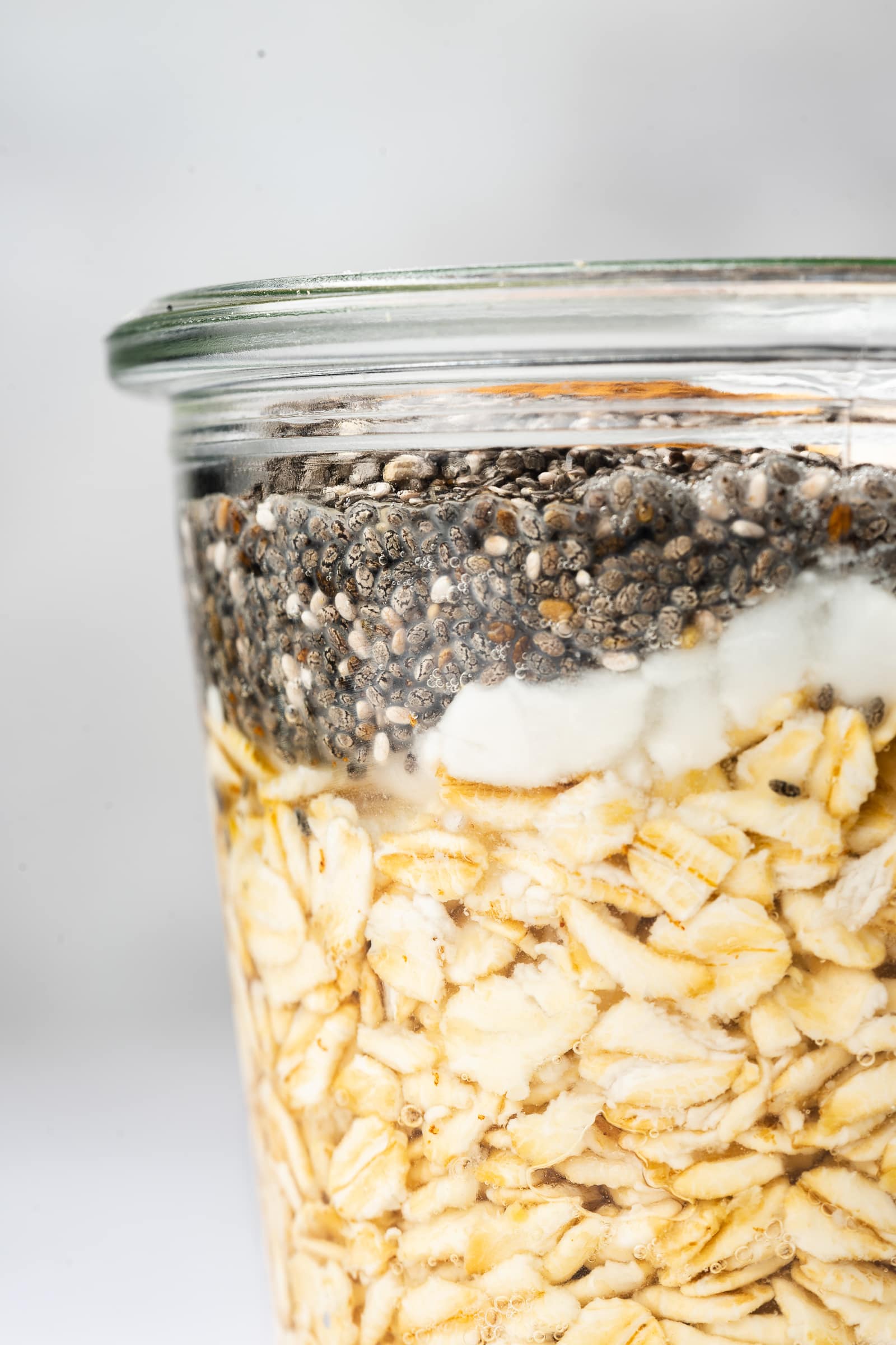 Oats being made with water.