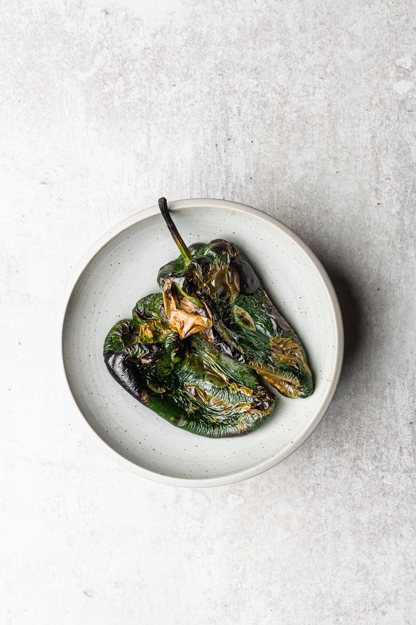Roasted poblano peppers.