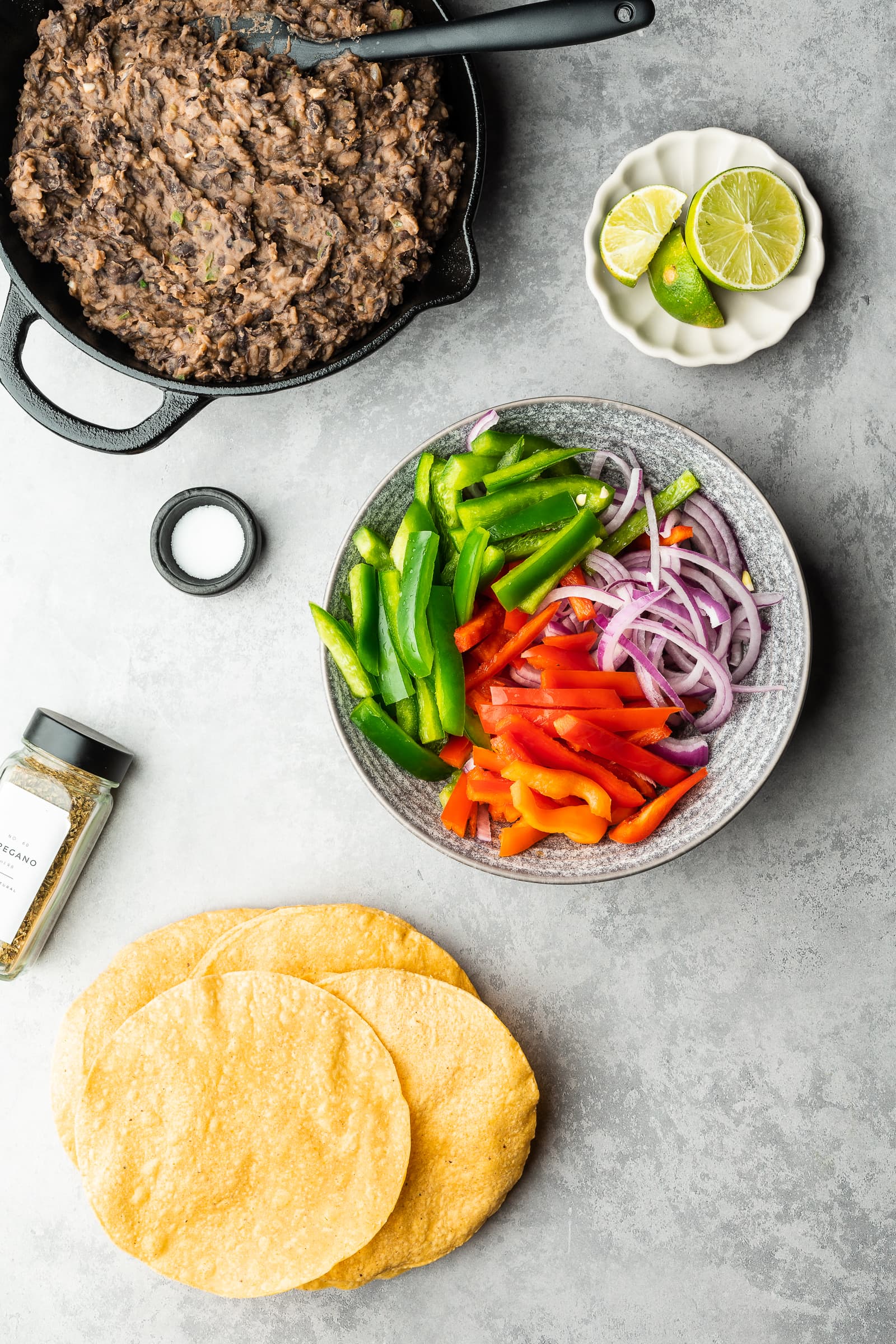 Vegan tostada ingredients.