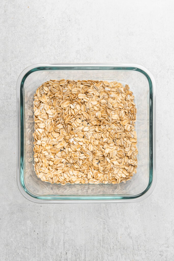 Oats in a glass container.