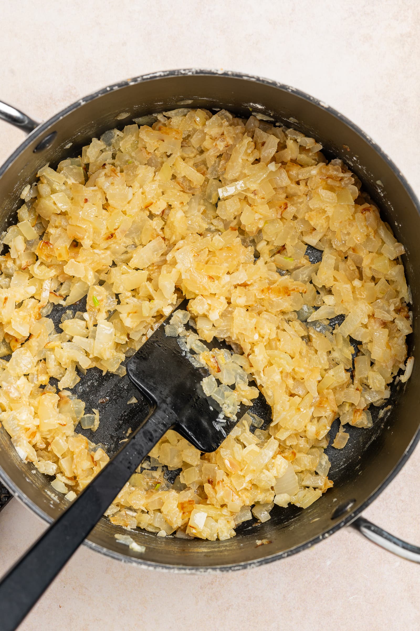 Flour coated garlic and onions.