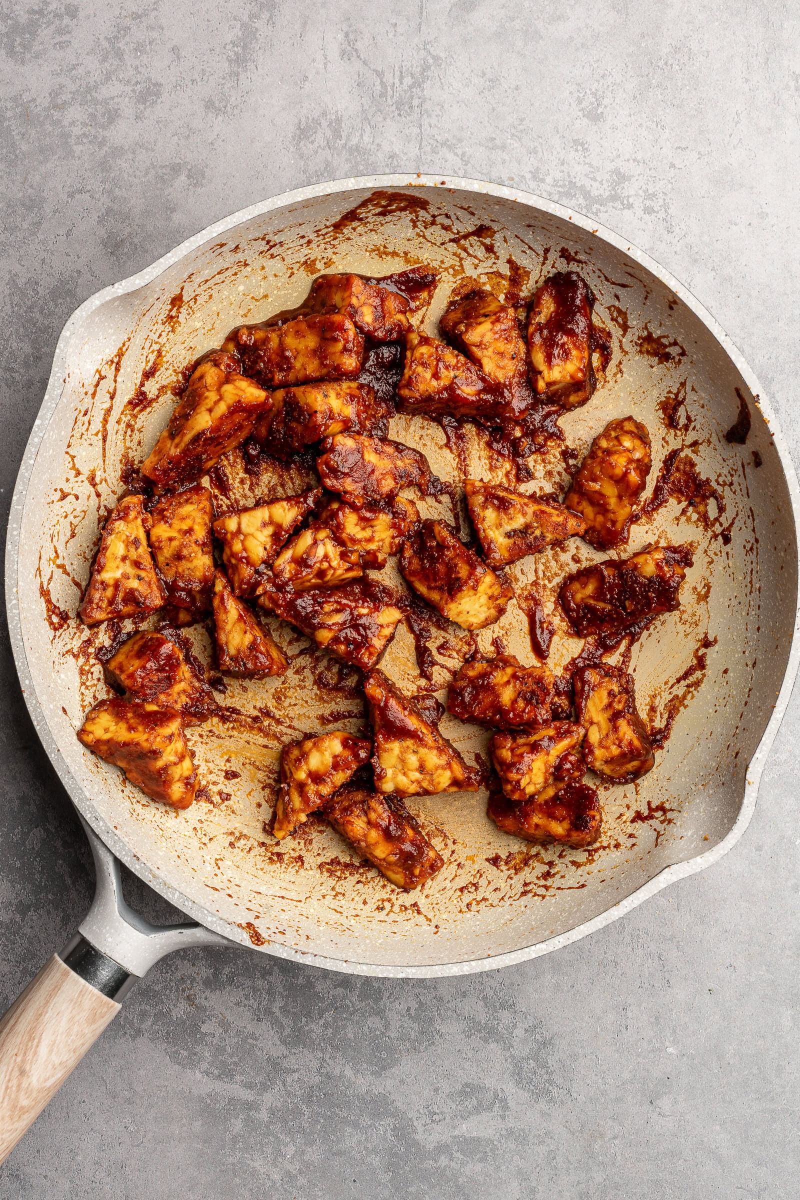BBQ Tempeh in a pan.