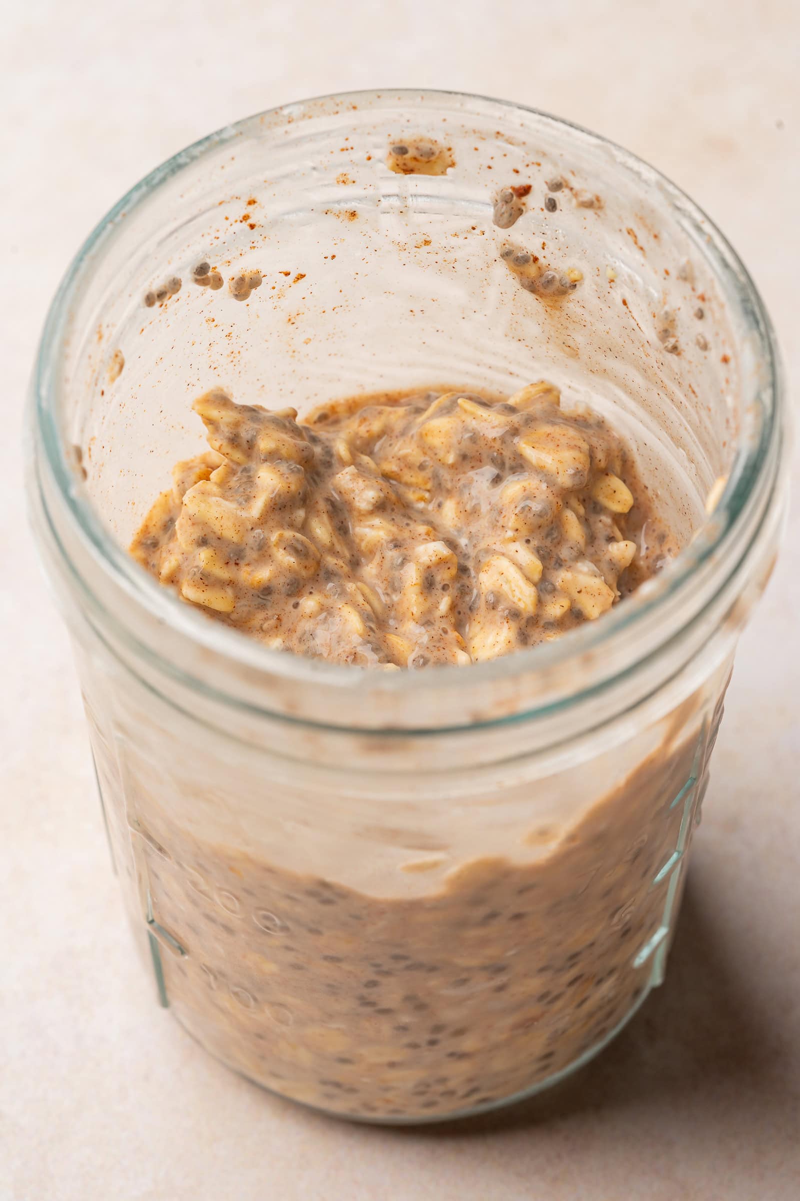 Overnight oats after being refrigerated.