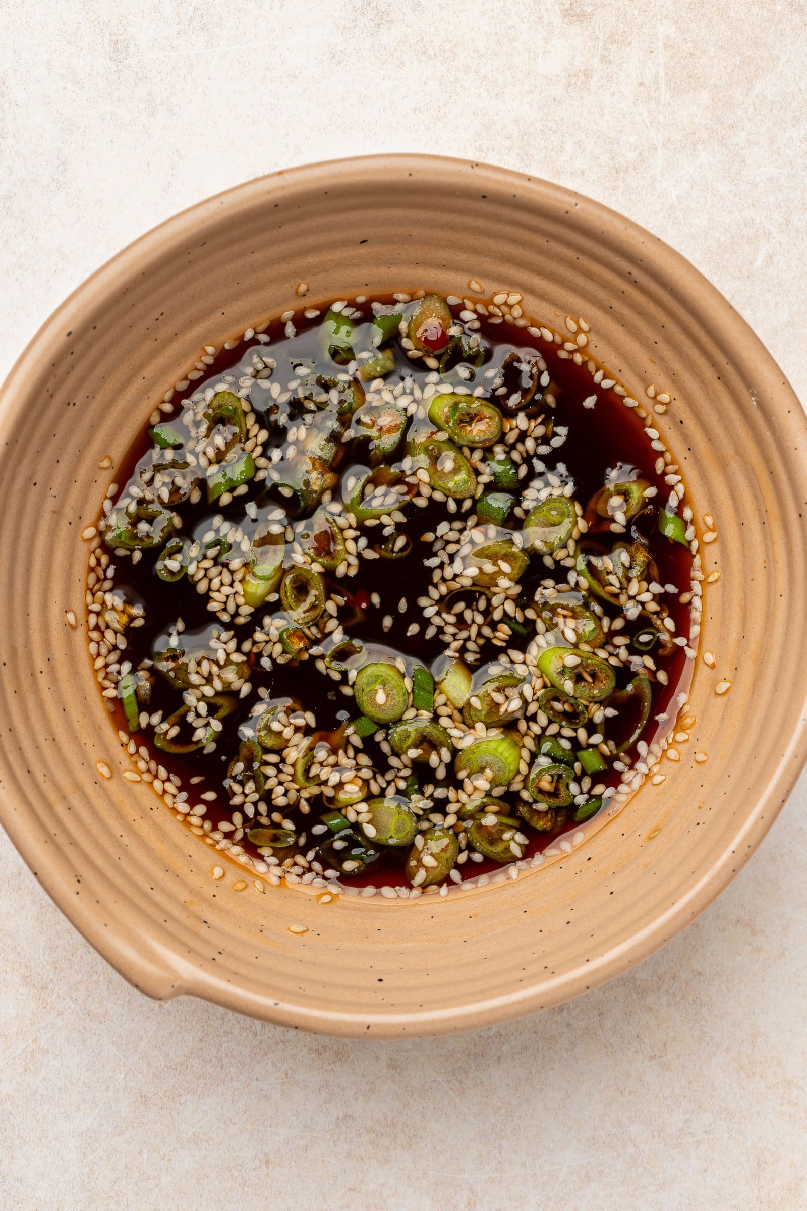 Sweet chili sauce ingredients mixed into a bowl.